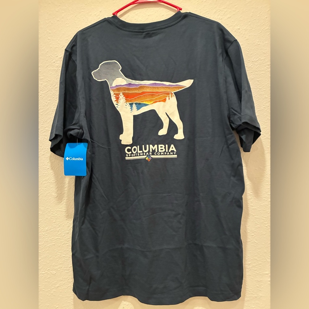 Columbia Mens Navy T-Shirt with Dog Silhouette L